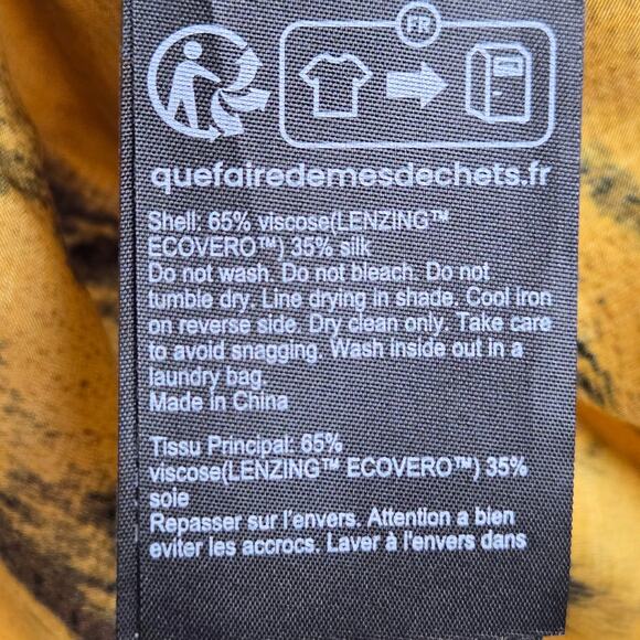 NWT All Saints Marta Tank Top Silk Blend Ronnie Draped Cami Ochre Yellow US10 - Picture 7 of 9